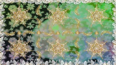 Barok tarzında kusursuz bir doğulu süsü. Gri renkli ve altın elementli geleneksel klasik altın sarısı desen.