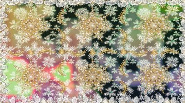 Kusursuz ortaçağ çiçek deseni. Tarafsız renklerde altın. Doğum günü kartı, davetiye ya da afiş için iyidir. Dekoratif simetri arabesk. Raster illüstrasyonu.