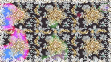 Kusursuz klasik raster altın desenli. Klasik klasik klasik arka plan. Gri renkli ve altın elementli altın desenli. Geleneksel oryantasyon süsü.