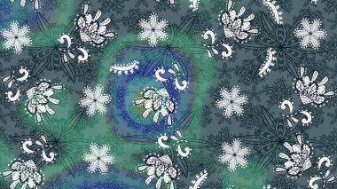 Sabıka fotoğraflarında, bebek kıyafetlerinde, duvar kâğıtlarında, paket kutularında falan kullanılabilir. Zarif, parlak ve eskiz yeşil ve mavi çiçek deseni tasarımı.