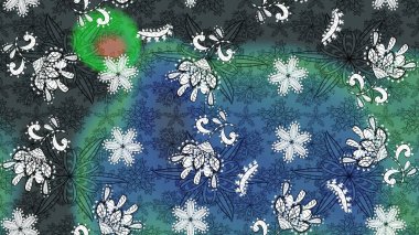 Güzel karalamalı çiçek desenli çizim. Güzel kumaş deseni. Küçük çiçekteki sevimli çiçek deseni. Raster illüstrasyonu.