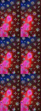 Süslü kumaş deseni. Renkli Bahar Teması eskiz kalıbı. Raster illüstrasyonundaki çiçek desenli çizim. Düz Çiçek Elementleri Tasarımı.