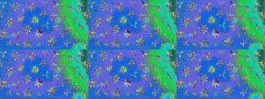 Kabile sanatı boho baskısı, klasik çiçek arkaplanı. Soyut etnik raster çizim kalıbı. Arkaplan dokusu, duvar kağıdı, mavi ve yeşil renkli çiçek teması.