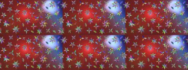 El çizimi çiçek unsurları olan soyut çizim raster deseni. 1950-1960 motifleri. Kahverengi ve kırmızı kahverengi ve kırmızıya. Retro tekstil tasarım koleksiyonu. Çiçekli ipek eşarp..