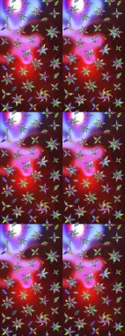 Raster illüstrasyonu. Kahverengi ve kırmızı renklerde. Çiçekli güzel suluboya desen.