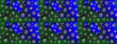 Nazik, narin çiçek arkaplanı. Çiçekli karalama şeklinde Raster çiçek deseni. Mavi ve yeşil renkte çiçekler.