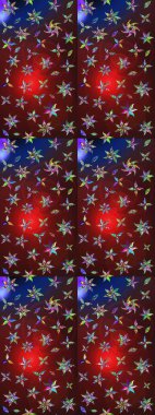 Çiçekli karalama şeklinde Raster çiçek deseni. Nazikçe, güzel çiçek arkaplanı. Kahverengi ve kırmızı renkte çiçekler.