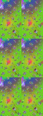 Yeşil ve menekşe renginde zarif çiçek buketi suluboya. Renkli Bahar Teması eskiz kalıbı. Raster illüstrasyonu. Düz Çiçek Elementleri Tasarımı.