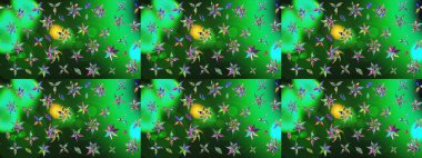 El çizimi, soyut ve süslü elementler. Yeşil ve mavi renkler. Suluboya resim taklit Raster çizimi. Yaz çiçekleri teması. Klasik çiçekler..