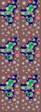 Halk tarzı. Parlak renkli çiçekleri ve kahverengi ve nötr renklerde yaprakları olan harika bir çiçek deseni. Moda baskıları için zarif bir şablon. Modern çiçek arkaplanı.