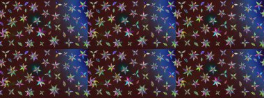 Kahverengi ve mavi renkli çiçekler. Raster illüstrasyonu. Küçük çiçekte sevimli çiçek deseni var..