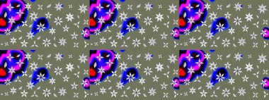 Elle çizilmiş sonbahar çiçeği deseni. Renkli yeşil ve mavi çizim kalıpları. Tekstil ve kapak tasarımı için mükemmel. Doodle tarzı. Yeşil ve mavi renkte çiçekler.