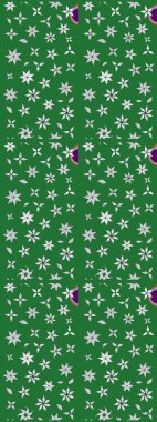 Raster çiçek desenleri çiziyor. Vadinin çiçekleri yeşil ve nötr renklerde.