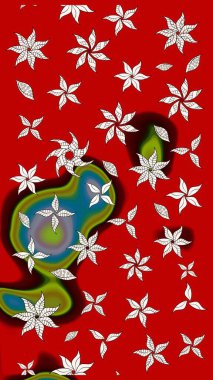 Kırmızı ve nötr el çizimi. Karalama çiçekleri çizim kalıbı. Sanat ilham verici ve nötr tarzda çiçekler ve arka plan bırakır. Raster deseni.