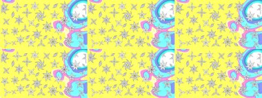 Şekil verilmiş çiçeklerle eskiz deseni. Çiçek deseni duvar kağıdı, desen dolguları ve web sayfası arka planı için kullanılabilir. Süslü zentangle çizim dokusu, soyut çiçeklerle süslenmiş..