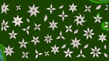 Yeşil ve nötr renklerde çiçekler. Raster illüstrasyonu. Raster illüstrasyonu. Asya tekstil tarzında. Çiçek desenini çiz.