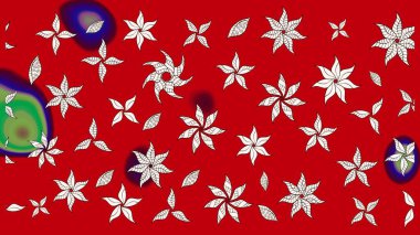 Raster çiçek desenli çiçek deseni, yapraklar, dekoratif elementler, sıçrama, lekeler, el çizimi kontur çizgileri ve Doodle çizim stili, grafik raster çizim çizimi.