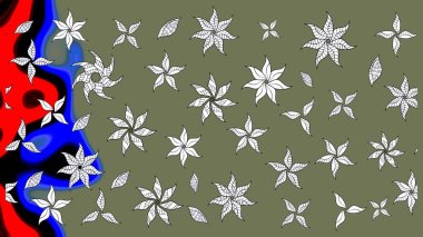 Çiçek izi. Çiçekler yeşilde ve suluboya stilinde nötr renklerde. Suluboya çizim deseni.