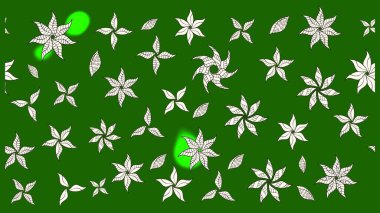 Yeşil ve nötr renklerde. Raster illüstrasyonu. Yeşil ve nötr papatyalardan oluşan yeşil ve nötr bir desen.