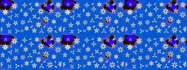 El çizimi. Raster illüstrasyonu. Çiçekler, dallar, bitkiler ve çiçekler. Güzel kumaş deseni.