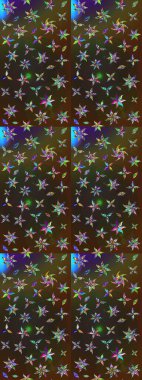 Raster Çiçek İllüstrasyonu güzel tekstil. Kahverengi ve gri renkte etnik çiçeklerle süslenmiş zarif bir eskiz..