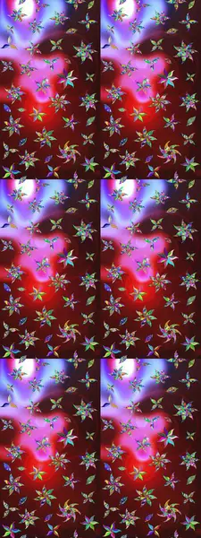 Raster illüstrasyonu. Kahverengi ve kırmızı renklerde. Çiçekli güzel suluboya desen.