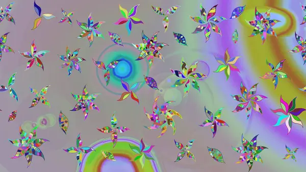 Düz Çiçek Elementleri Tasarım Raster illüstrasyonu. Çiçekli çiçek deseni, suluboya. Gri ve nötr renkte çiçekler. Renkli Bahar Teması çizim kalıbı.