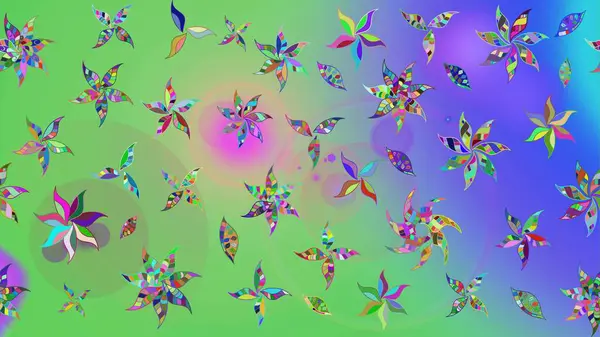 Çiçekler suluboya tarzında yeşil ve mor renklerde. Yeşil ve menekşe rengi çiçekli çizim deseni.