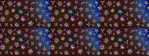 Kahverengi ve mavi renkli çiçekler. Raster illüstrasyonu. Küçük çiçekte sevimli çiçek deseni var..