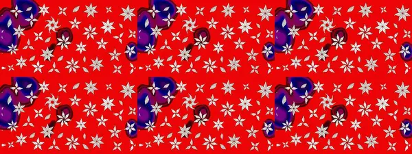 Raster illüstrasyonu. Şirin çiçekli eskiz deseni ve kırmızı ve nötr renklerde yapraklar, suluboya çiçek deseni, duvar kağıdı, kart veya kumaş için fayanslı.