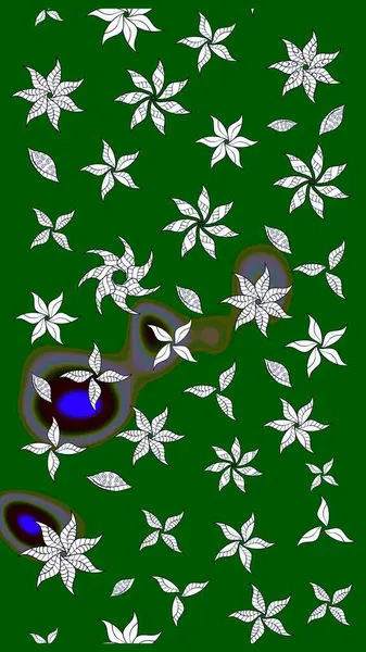 Raster çiçek desenli çiçek deseni, yapraklar, dekoratif elementler, sıçrama, lekeler, el çizimi kontur çizgileri ve Doodle çizim stili, grafik raster çizim çizimi.