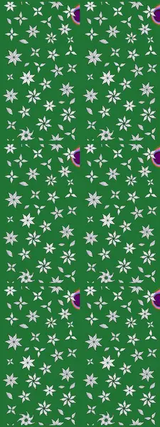 Raster çiçek desenleri çiziyor. Vadinin çiçekleri yeşil ve nötr renklerde.