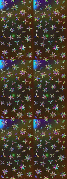 Raster Çiçek İllüstrasyonu güzel tekstil. Kahverengi ve gri renkte etnik çiçeklerle süslenmiş zarif bir eskiz..