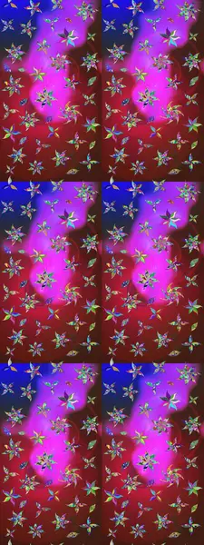 Düz Çiçek Elementleri Tasarımı. Raster Modaya uygun kumaş deseni. Kırmızı ve mor renkli şirin çiçek desenleri. Renkli Bahar Teması çizim şablonu.