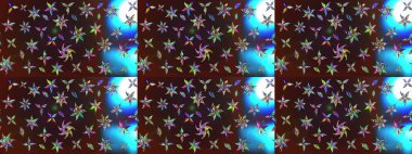 Yaprak ve çiçeklerin suluboya resimleri, kahverengi ve mavi renkler üzerine çizimler. Raster illüstrasyonu. Yumuşak, bahar çiçekleri kahverengi ve mavi renklerde.