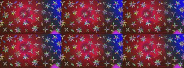 Raster illüstrasyonu. Kibar, yaz çiçekleri kırmızı ve kahverengi renklerde. Raster deseni. Küçük çiçekte sevimli çiçek deseni var..