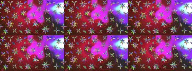 Kırmızı ve mor renkli bitkilerden oluşan parlak çiçekli çizim deseni.