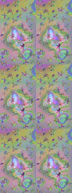 Tarafsız ve yeşil renklerde çiçekler. Çiçek desenli eskiz, yaz çiçekleri. Renkli Bahar Teması eskiz kalıbı. Düz Çiçek Elementleri Tasarımı.