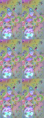 Hediye ambalaj kağıdı, tebrik kartları, posterler ve pankart tasarımı. Tarafsız ve mavi renkte çiçekler. Raster düz çiçek çizim deseni.