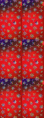 Suluboya çizim kalıbı. Çiçekler suluboya tarzında kırmızı ve kahverengi renklerde. Çiçek izi.