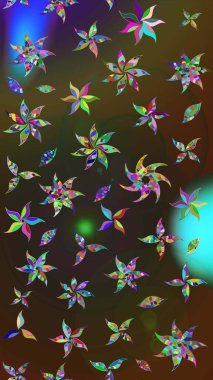 Kahverengi ve gri renkli çiçekler. Raster illüstrasyonunda çiçek deseni çizimi.