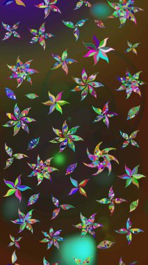 Raster illüstrasyonu. Küçük çiçekli yay deseni çiz. Suluboya tarzında kahverengi ve gri renkler üzerine.