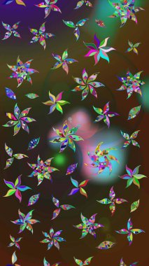 Düz Çiçek Elementleri Tasarımı. Kahverengi ve gri renkli çiçekler. Çiçekli eskiz çizimi. Renkli Yaz Teması çizim şablonu.