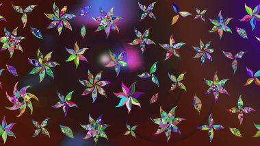 El çizimi, soyut ve süslü elementler. Klasik çiçekler. Kahverengi ve mor renkler. Yaz çiçekleri teması. Suluboya resim taklit Raster illüstrasyonu.