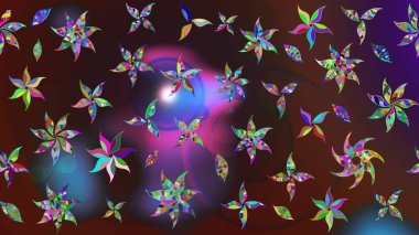 Renkli Bahar Teması eskiz kalıbı. Raster. Düz Çiçek Elementleri Tasarımı.