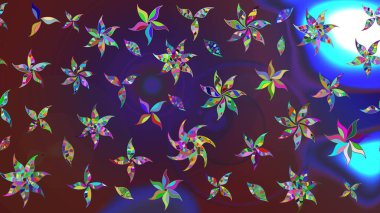 Süslü kumaş deseni. Düz Çiçek Elementleri Tasarımı. Renkli Bahar Teması eskiz kalıbı. Raster illüstrasyonunda çiçek deseni çizimi.