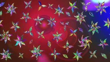 El çizimi çiçekli soyut çizim kalıbı. Kırmızı ve kahverengi renkte çiçekler. Raster illüstrasyonu.