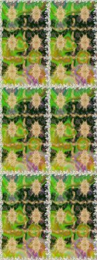 Çiçek deseni. Duvar kâğıdı barok, İspanyol kumaşı. Kusursuz raster arka plan. Kahverengi ve bej renklerde altın elementler. Şekil grafik deseni.