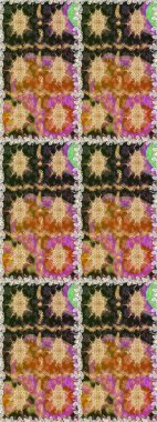 Çiçek deseni. Duvar kâğıdı barok, İspanyol kumaşı. Kusursuz raster arka plan. Kahverengi ve bej renklerde altın elementler. Şekil grafik deseni.