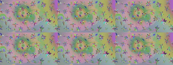 Tarafsız ve yeşil renkli çiçekler suluboya stilinde. Çiçek izi. Suluboya çizim deseni.